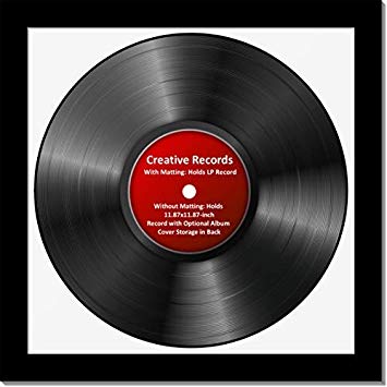 CreativePF [lp12.5x12.5bk-w] LP Vinyl Record Album Frame Display with White Mat, LP Record Insert, Glass and Wall Hanger