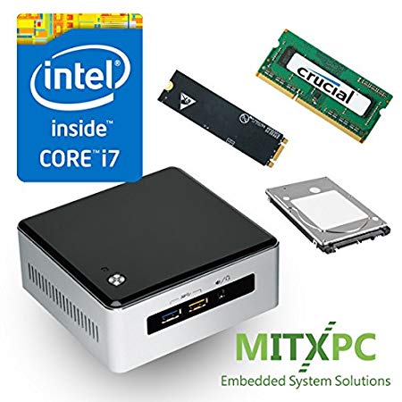 Intel NUC5i7RYH 5th Gen Core i7-5557U Barebone NUC, Iris 6100, Mini PC with 8GB DDR3, 256GB SSD, 1TB HDD - Configured and Assembled by MITXPC