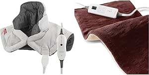 Sunbeam Heating Pad for Neck and Shoulder Pain Relief with Auto Shut Off and Moist Heating Option & XL Heating Pad for Back