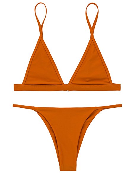 X-HERR Women's Triangle Bikini Swimsuit - Sexy Push up Two Piece Brazilian Cheeky Bottom Swimwear