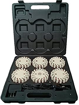 RPF16LM6 CASE OF 6 WHITE RECHARGEABLE 9-FUNCTIONS PORTABLE 16 LED POWER FLARE POWER-MARKERS ROADSIDE EMERGENCY MAGNETIC