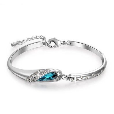 Pauline & Morgen "Cinderella" Blue SWAROVSKI ELEMENTS Crystal White Gold Plated Women Bracelet, a magic gift for your special her to make every beautiful dream come true!