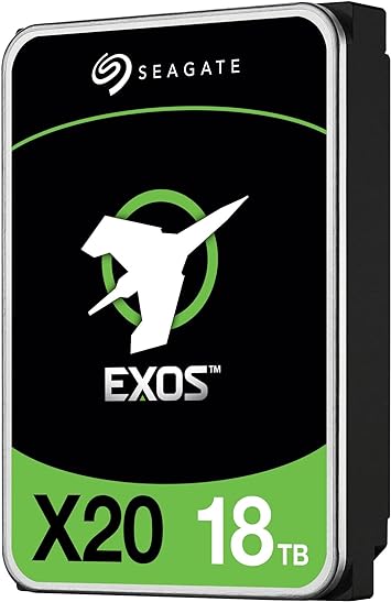 Seagate Exos X20 18TB Internal Hard Drive - 3.5 Inch Hyperscale 12GB/s SAS HDD, 7,200 RPM, 2.5M MTBF, 512e and 4Kn FastFormat, Low Latency with Enhanced Caching (ST18000NM000D)