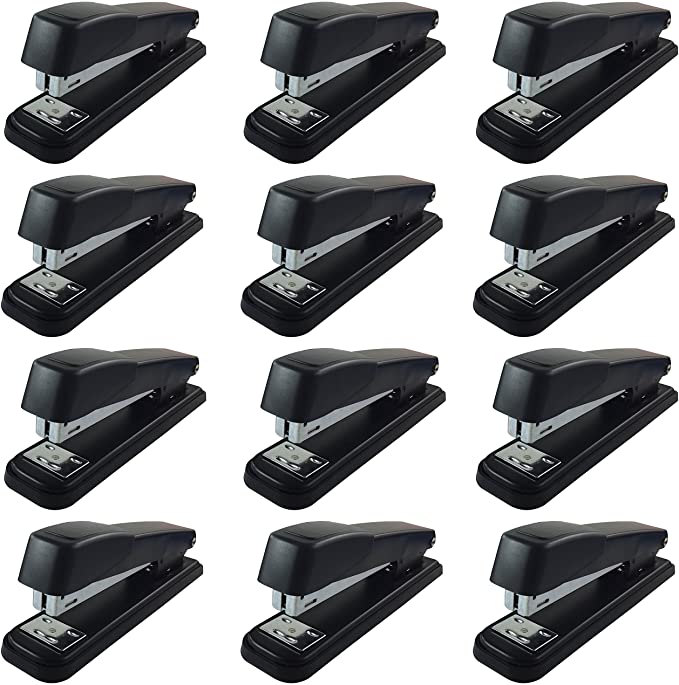 Clipco Stapler with 2000 Staples Full Desk Size Black (12-Pack)