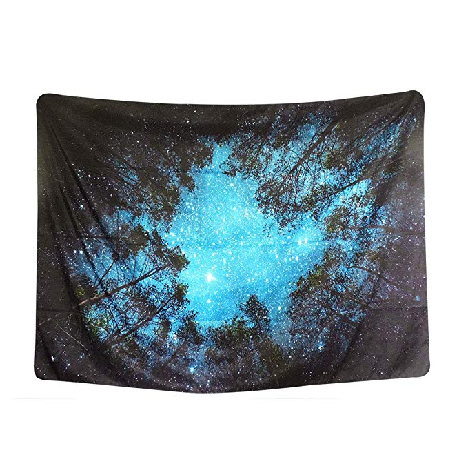 Forest Starry Tapestry, Home 3D Forest Tapestry Tree Night Sky Tapestry, Living Room Bedroom Decoration Tapestry, Mattress, Tablecloth (51.2"X59.1", Forest stars)