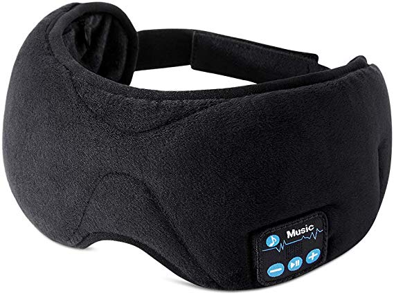 ESR Bluetooth Sleep Headphones, Sleep Mask/Eye Mask with Wireless Bluetooth 5.0 Headphones, Soft & Comfortable with Adjustable Strap, for Sleeping, Napping, Yoga, and Travel, Washable, Black