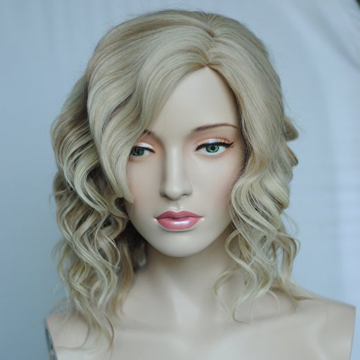 Namecute Curly Blonde Wig for Women Kanekalon Medium Natural Wigs  Free Wig Cap