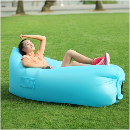 YAXXO Inflatable Outdoor Air Sleep Sofa Couch Portable Furniture (Blue) Lay Back Bag