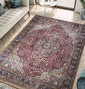 Keen Home Design Machine Washable Area Rugs with Non-Slip Backing, Ideal for Hallway, Living Room, Bedroom, Kitchen and Laundry Room, Vintage Moroccan and Low Pile Rug (3' x 5')