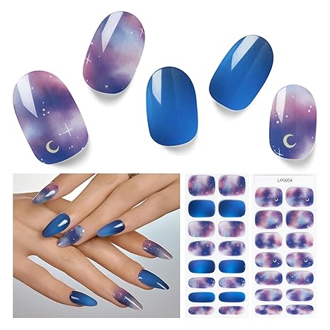 Semi Cured Gel Nail Strips, 30 pcs Gel Nail Stikers, Gel Nail Wraps Semi Cured, Salon-Quality, 2 Weeks Long Lasting