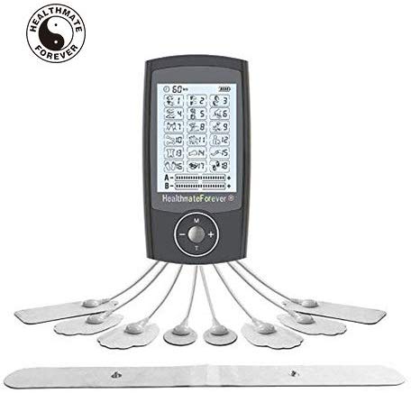 18 Modes Best Muscle Simulator tens EMS nmes Unit Machines Electric Electronic Pulse Massagers for Back Neck Shoulder Knee Legs Body Pain tmj Replacement Pads Pro18AB Black HealthmateForever