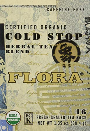 Flora Cold Stop Tea 16 Teabags - Organic Herbal Tea for Cold & Flu Symptom Relief - Non GMO & Caffeine Free