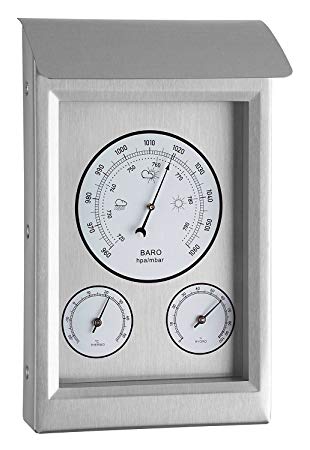 Youshiko 3 in 1 Weather Station for Indoor and Outdoor use, Barometer Thermometer Hygrometer with stainless steel frame