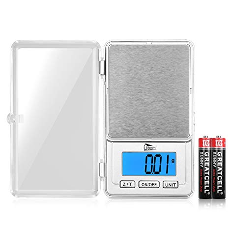 Digital Pocket Scale 100G/0.01G Stainless Steel High-Precision Electronic Portable Mini Jewelry Scales, PCS, Tare & Zero Function, LCD Display with 2 AAA Batteries