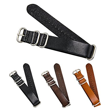 CIVO Genuine Leather NATO Zulu Military Swiss G10 Watch Band Strap 18mm 20mm 22mm Stainless Steel Buckle
