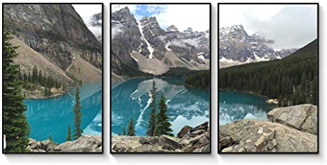 wall26 Floating Framed Canvas Wall Art for Living Room, Bedroom Landscape Gorge Mountain River Grassland Canvas Prints for Home Decoration Ready to Hang - 24"x36"x3 Panels