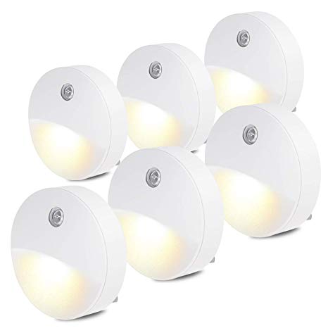 Plug in Night Light for Kids,SALKING Plug in Nightlight with Sensor for Baby Warm White LED Auto On Off Energy Efficient Lamp for Hallway,Bedroom, Bathroom,Kitchen,Daylight White 6 Pack