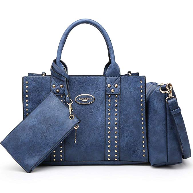 Women Vegan Leather Handbags Fashion Satchel Bags Shoulder Purses Top Handle Work Bags 3pcs Set