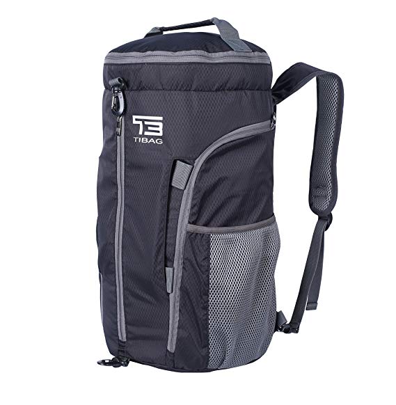 TB TIBAG 35L/40L Packable Lightweight Waterproof Travel Sports Duffel Backpacks Bag (35L, BLACK)