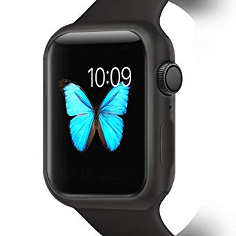 YUANHOT Compatible with Apple Watch Case Series 4 40/ 44mm, Shock Proof and Shatter-Resistant Protective Bumper Case Replacement for iWatch Series 4 (Black, 40mm)