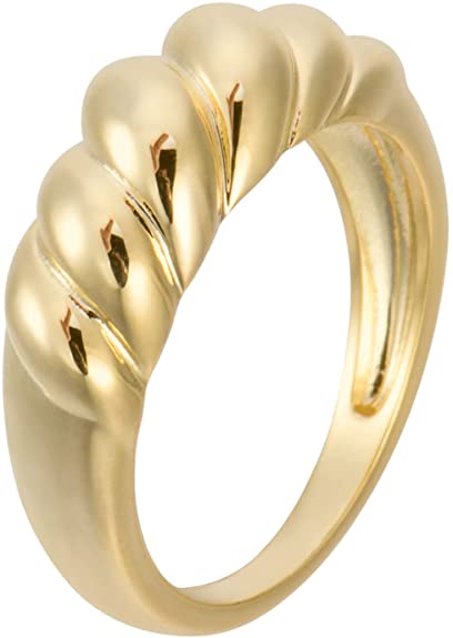 espere 18K Gold Plated Bold Domed Ring | Chunky Croissant Dome Stackable Rings
