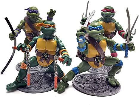 4 Turtles Official Figuarts Teenage Mutant Ninja Turtles Action Figures - TMNT Action Figures 1988 Nostalgic Classic Model – Set of 4 Ninja Turtles Retro Action Figures (6.5 Inches)
