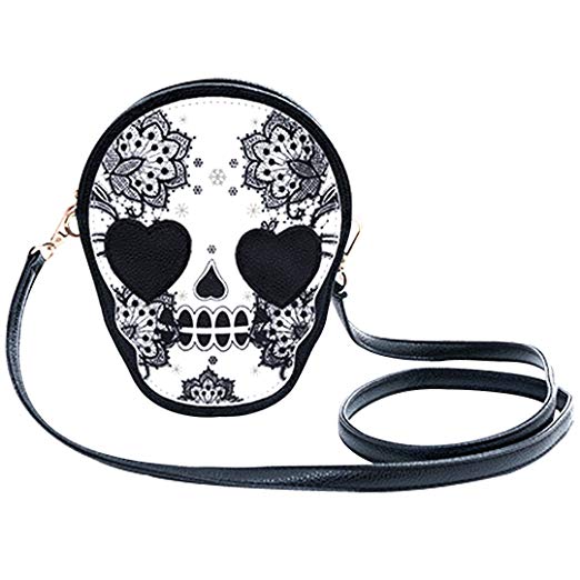 KINGSEVEN Stylish Skull Pattern Purse Shoulder Crossbody Bag Handbag Purse for Women