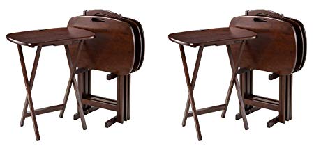 Winsome Wood 94577 Lucca 5 Piece Set TV Tables with Handle, 22.83" W x 25.79" H x 15.67" D, Brown (2 Sets)
