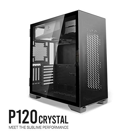 Antec Performance Series P120 Crystal Mid-Tower Case, Supports Up to E-ATX, Tempered Glass Front & Side Panels, Slide Button Design, 2 X 360 mm Radiators, Whilte LED USB 3.0, Aluminum VGA Holder