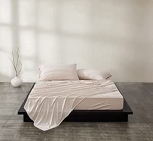 Calvin Klein Home Modern Cotton Harrison 1 Piece Fitted Sheet, Cal-King Size, Cotton (Alabaster)