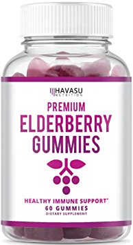 Premium Elderberry Gummies - Supports Immune System Health - Made With Premium Plant-Based Pectin - NO Gelatin, NO Fructose Corn Syrup, Gluten Free - Natural Ingredients 60 Gummies Per Bottle