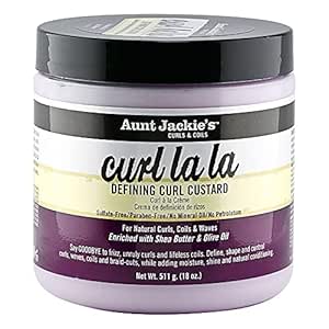 Aunt Jackie's Hair Styling Agent Curl Custard, 18 oz - For Natural Hair Curls, Coils and Waves, Enriched with Shea Butter and Olive Oil