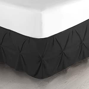 Nestl Black Bed Skirt Queen Size, Pinch Pleat Queen Bed Skirt, 14" Inch Drop Queen Bedskirt, Hotel Quality Black Bed Skirts, Premium Microfiber Bedskirt for Queen Bed, Black Queen Bed Skirt