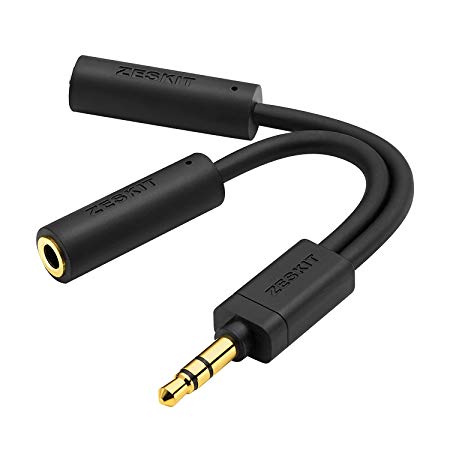 Zeskit 3.5mm Jack Stereo Audio Splitter Y Cable for Connecting 2 Earphones Headphones to iPhone iPad Switch and More