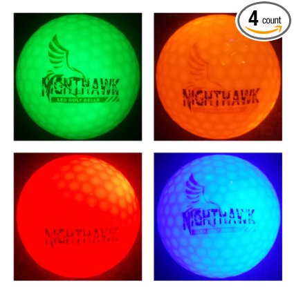 4 Nighthawk Glow In Dark LED Light Up Golf Balls Official Size Weight Constant On