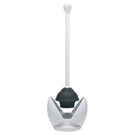 OXO Good Grips Hideaway Toilet Plunger and Canister, 6-1/4" diam. x 24-1/2" h White