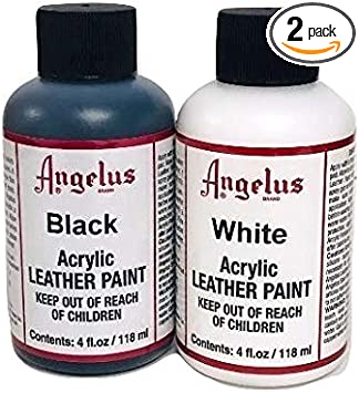 Angelus Brand Acrylic Leather Paint Waterproof 4oz - Black & White Duo