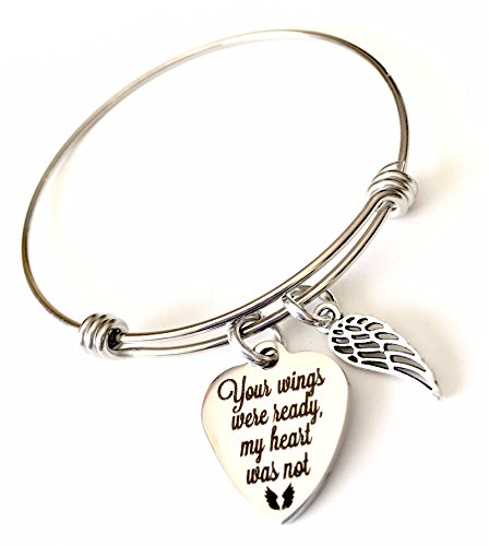 Memorial Jewelry, Your Wings Were Ready My Heart Was Not Bangle Bracelet