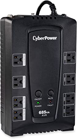 CyberPower CP685AVRG AVR UPS System, 685VA/390W, 8 Outlets, Compact Black