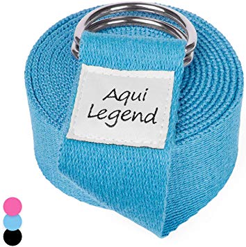 Aqui Legend Yoga Strap for Stretching (6/8/10ft,2.2mm) with Adjustable D Ring Buckle, Flexibility Exercise Straps Belt for Physical Therapy & Daily Stretching & Yoga & Pilates