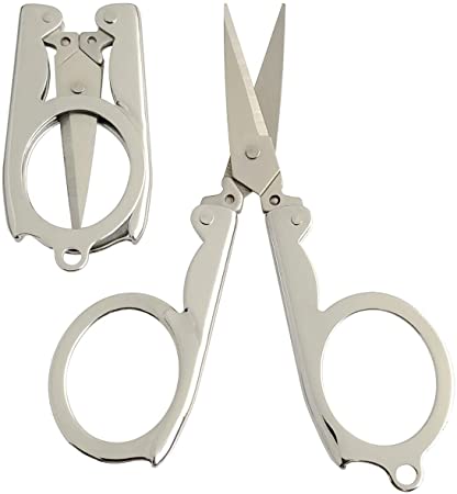 2Pcs Mini Scissors,Foldable Scissors Stainless,Travel Scissors for Can Hang on Your Key Chain,for Craft, Camping, Outdoors