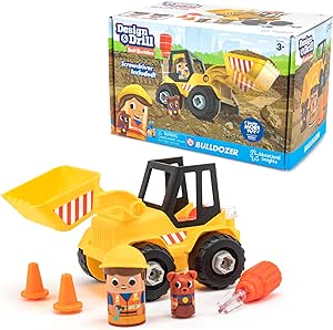 Educational Insights Design & Drill Bolt Buddies Bulldozer Take Apart Toy, Preschool STEM Toy, Gift for Kids Ages 3