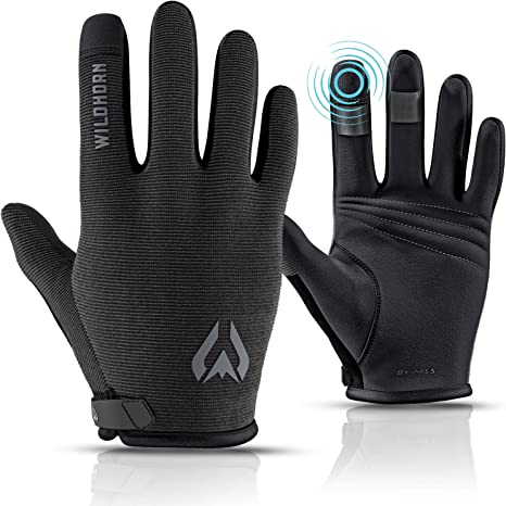 Wildhorn Bypass cycling gloves with Touchscreen Compatibility. MTB gloves with Sustainable Clarino Microfiber Palms and 2 Way Stretch Uppers. Mountain Bike Gloves for men and women with Silicone Grips