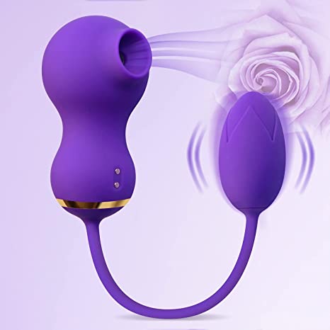 Clitoral Sucking Vibrator with Vibrating Egg 2 in 1 G-spot and Anal Stimulator for Women Masturbation Couple Flirting Portable Waterproof and Rechargeable Adult Sex Toy（Purple）