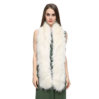 Dikoaina Women's Men's Extra Large Faux Fox Raccoon Fur Scarf Collar Stole Shawl