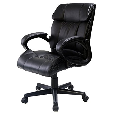 Giantex Pu Leather Ergonomic High Back Executive Computer Desk Task Office Chair Black