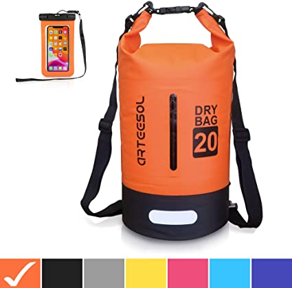 arteesol Waterproof Bag 5L/10L/20L/30L Dry Bag Rucksack with Double Shoulder Strap Backpack for Swimming Kayaking Boating Fishing Traveling Cycling Beach-[7 Colors]