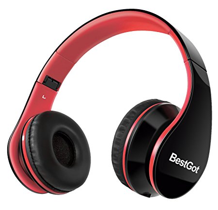 BestGot Headphones Over Ear Kids Headphones with Microphone Volume Control Lightweight Noise Isolating Headsets with Detachable 3.5mm Cable for Apple Android Smartphone Tablets Laptop (Black/Red)