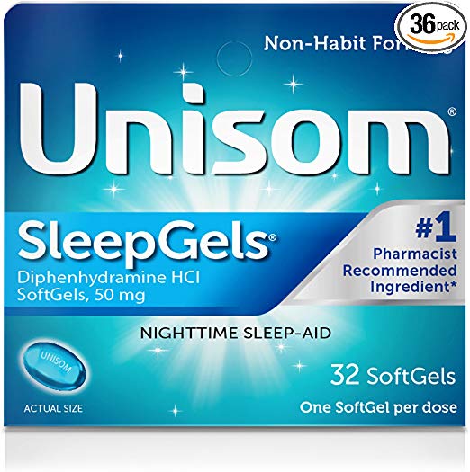 Unisom SleepGels, Nighttime Sleep-Aid, 50 mg Diphenhydramine HCl, 32 Soft Gel Capsules (Pack of 36)