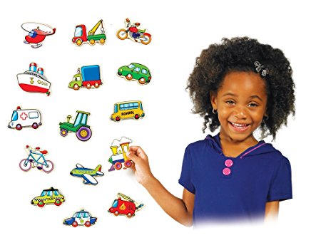 Small World Toys Ryan's Room Wooden Toys  -Stick Em Magnets - Vehicles